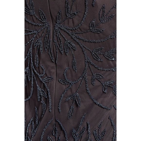PISARRO NIGHTS Beaded Mesh Gown in Grey - Size 4 - NWT - Picture 3 of 6